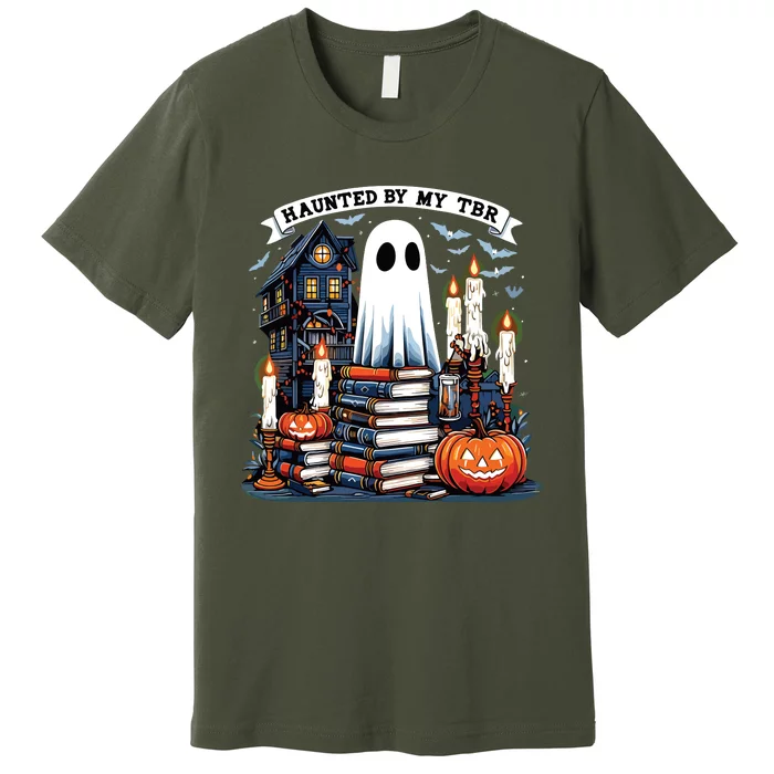 Retro Haunted By My Tbr Halloween Book Readers Book Lovers Premium T-Shirt