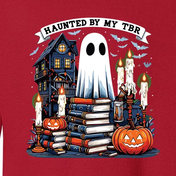 Retro Haunted By My Tbr Halloween Book Readers Book Lovers Toddler Sweatshirt