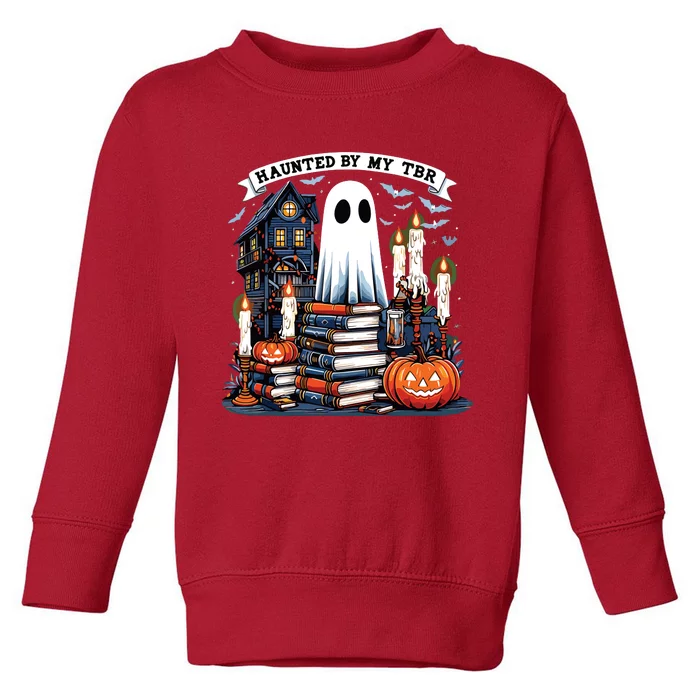 Retro Haunted By My Tbr Halloween Book Readers Book Lovers Toddler Sweatshirt