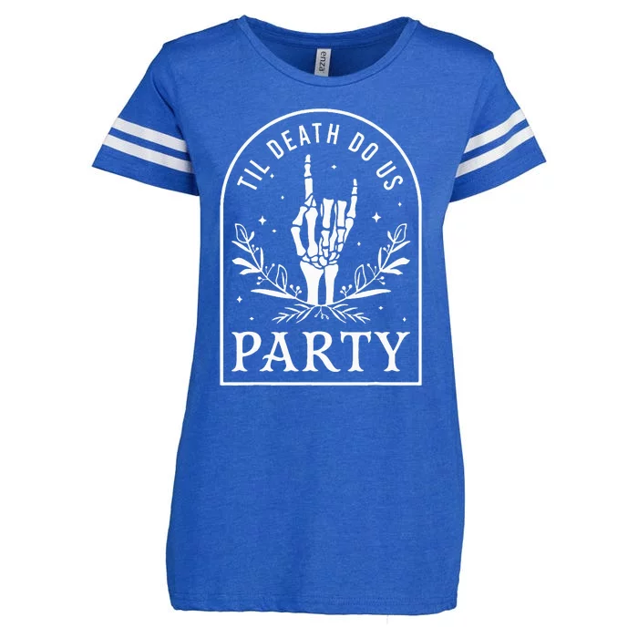 Retro Halloween Bachelorette Party Til Death Do Us Party Enza Ladies Jersey Football T-Shirt