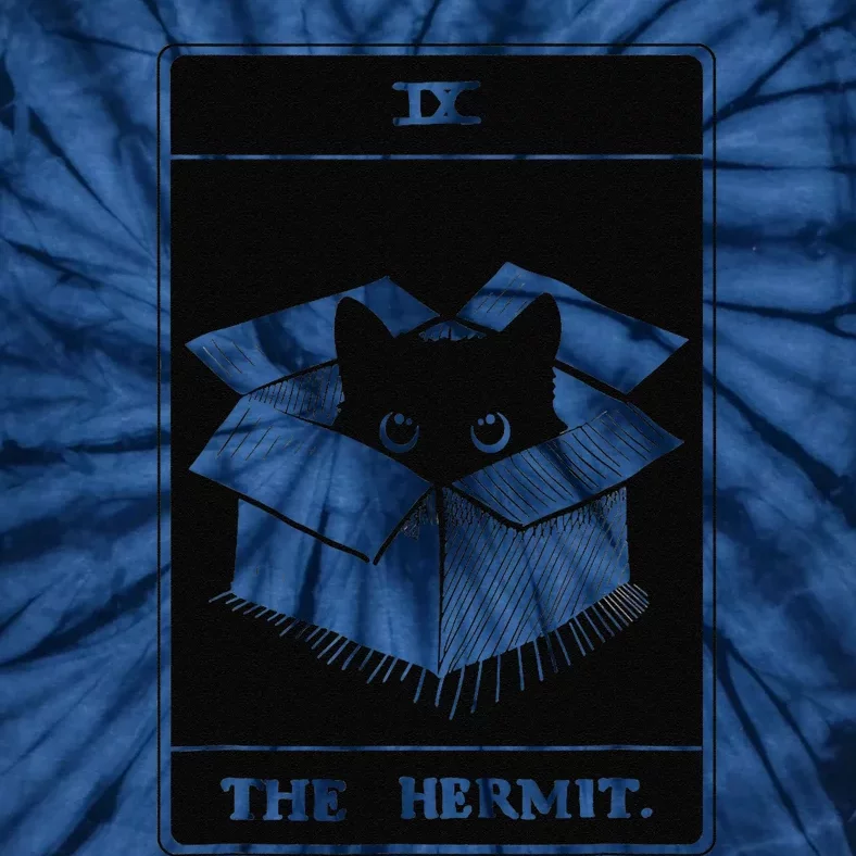 Retro Halloween Black Cat The Hermit Tarot Card Witchcraft Tie-Dye T-Shirt