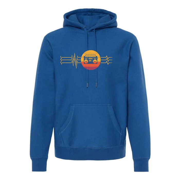 Retro Heartbeat Boombox Music Player Lifeline Vintage Music Gift Premium Hoodie