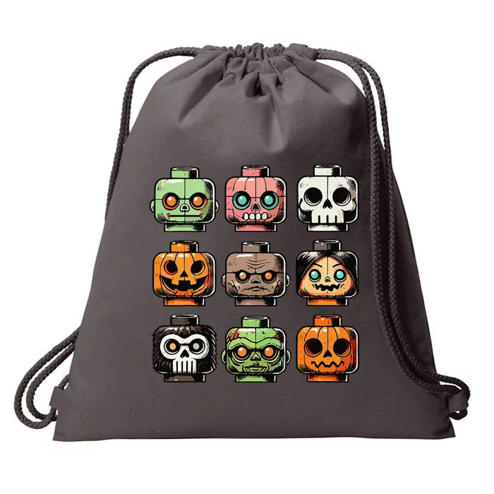 Retro Horror Bricks Head Scary Halloween Mask Gift Drawstring Bag