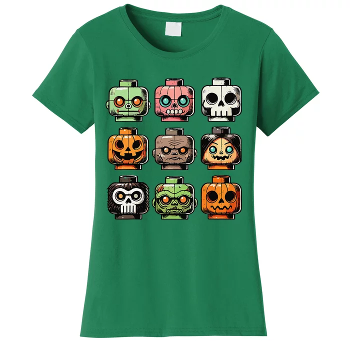 Retro Horror Bricks Head Scary Halloween Mask Gift Women's T-Shirt