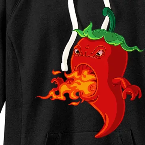 Red Hot Chilli Pepper With Flame Women's Fleece Hoodie