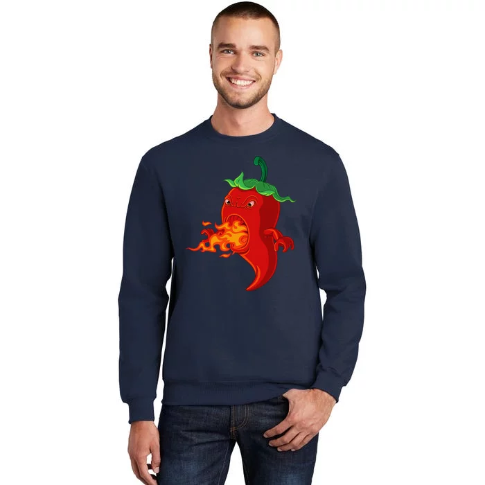 Red Hot Chilli Pepper With Flame Tall Sweatshirt