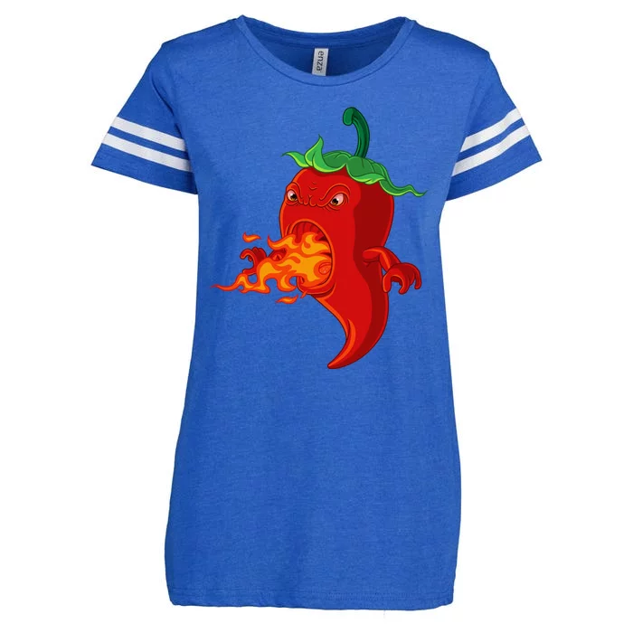 Red Hot Chilli Pepper With Flame Enza Ladies Jersey Football T-Shirt