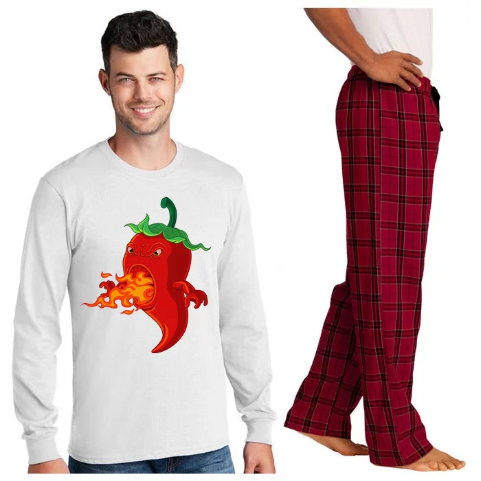 Red Hot Chilli Pepper With Flame Long Sleeve Pajama Set