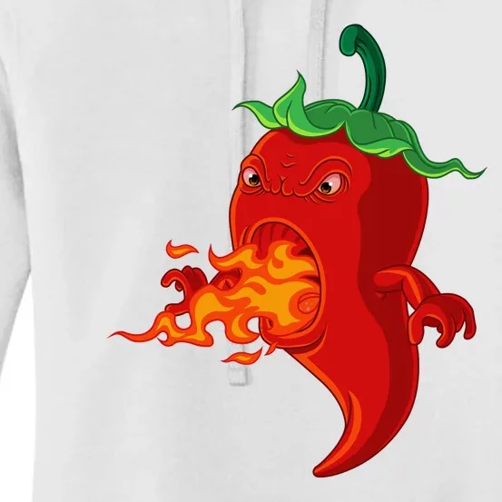 Red Hot Chilli Pepper With Flame Women's Pullover Hoodie