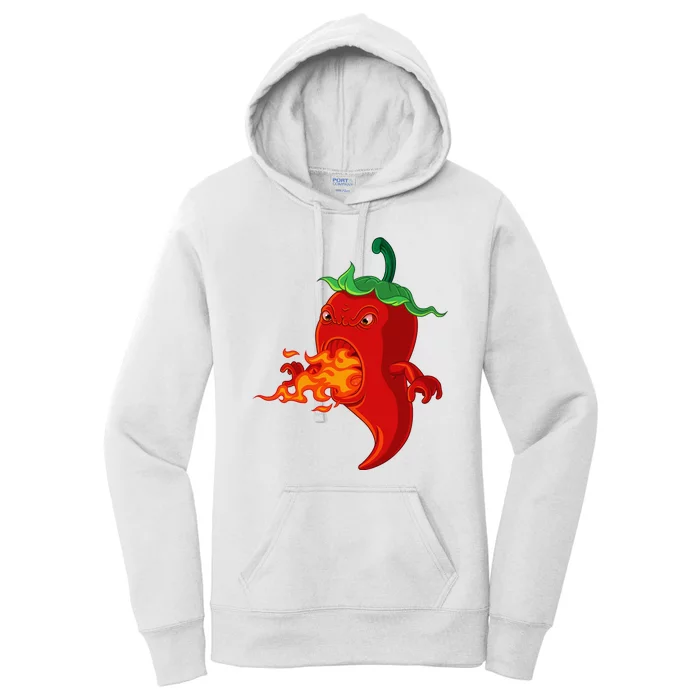 Red Hot Chilli Pepper With Flame Women's Pullover Hoodie