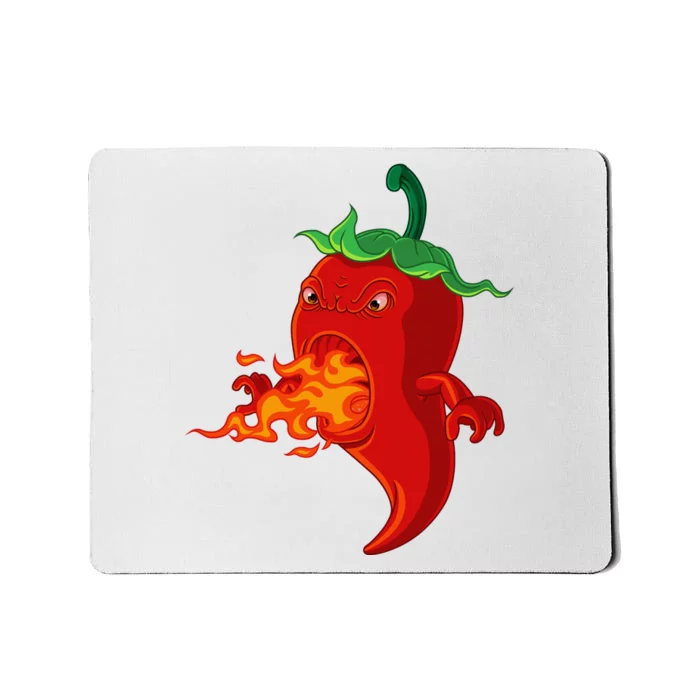 Red Hot Chilli Pepper With Flame Mousepad