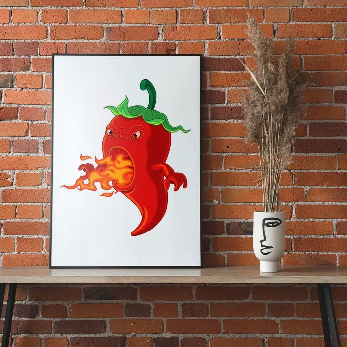 Red Hot Chilli Pepper With Flame Poster