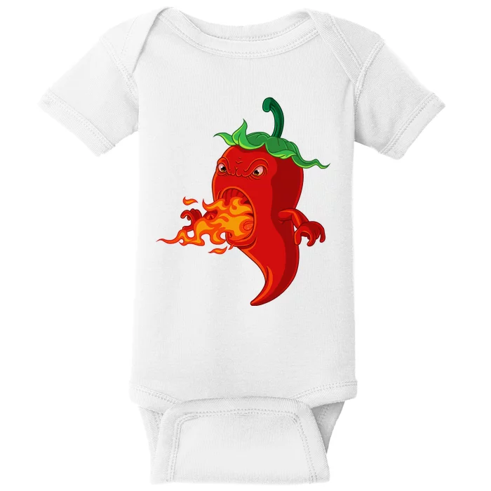 Red Hot Chilli Pepper With Flame Baby Bodysuit