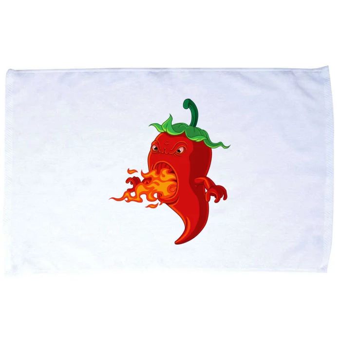 Red Hot Chilli Pepper With Flame Microfiber Hand Towel