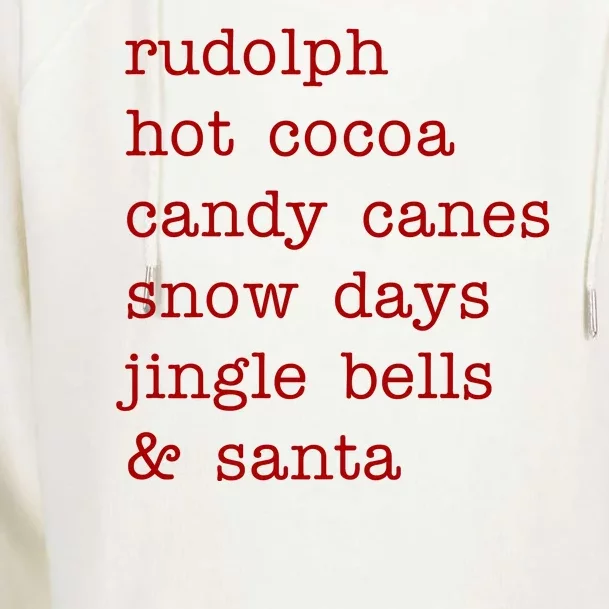 Rudolph Hot Coca Christmas Holiday Festive Womens Funnel Neck Pullover Hood