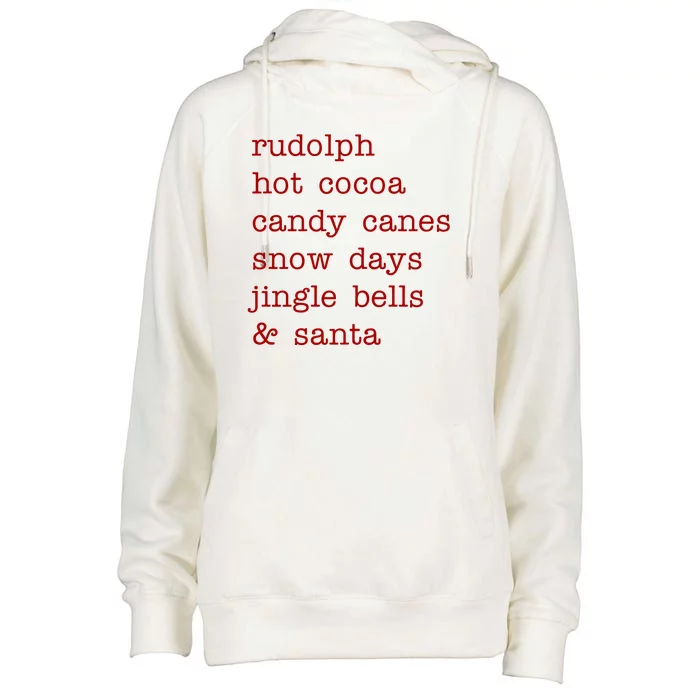 Rudolph Hot Coca Christmas Holiday Festive Womens Funnel Neck Pullover Hood