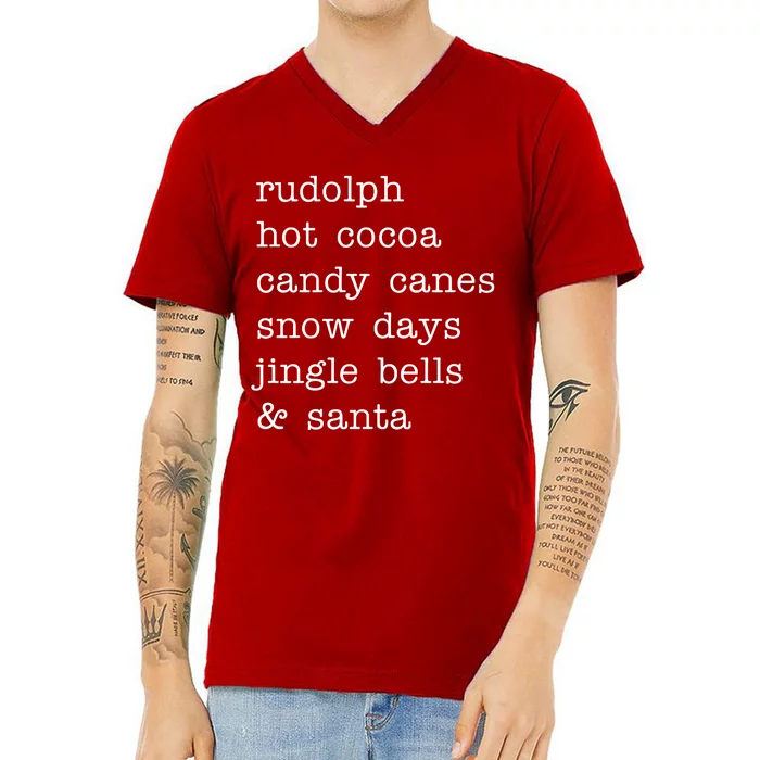 Rudolph Hot Coca Christmas Holiday Festive V-Neck T-Shirt