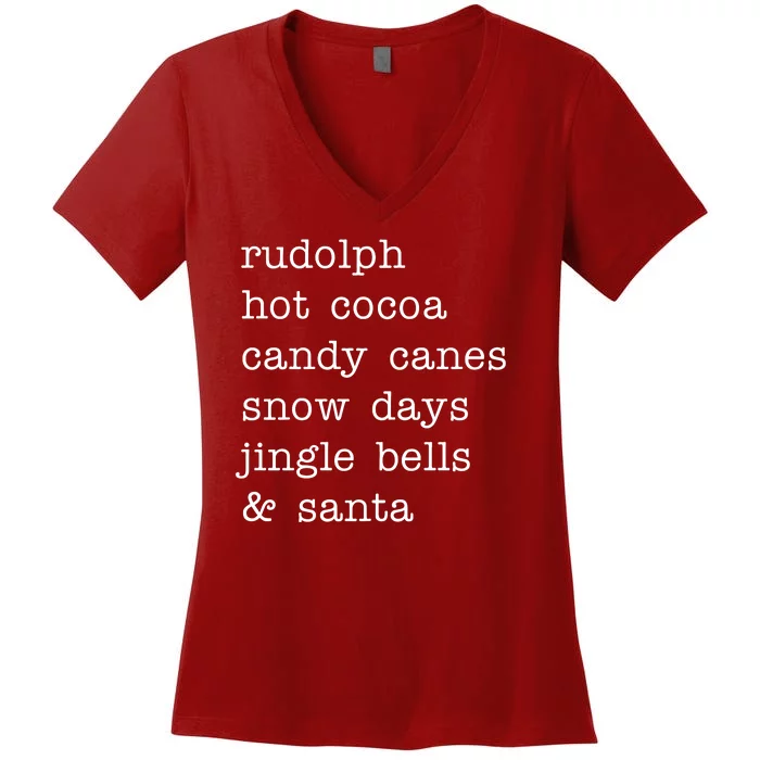 Rudolph Hot Coca Christmas Holiday Festive Women's V-Neck T-Shirt