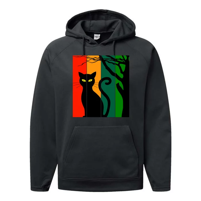 Retro Halloween Cat Performance Fleece Hoodie