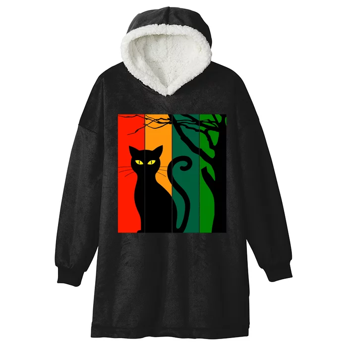 Retro Halloween Cat Hooded Wearable Blanket