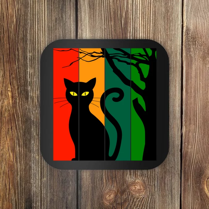 Retro Halloween Cat Coaster