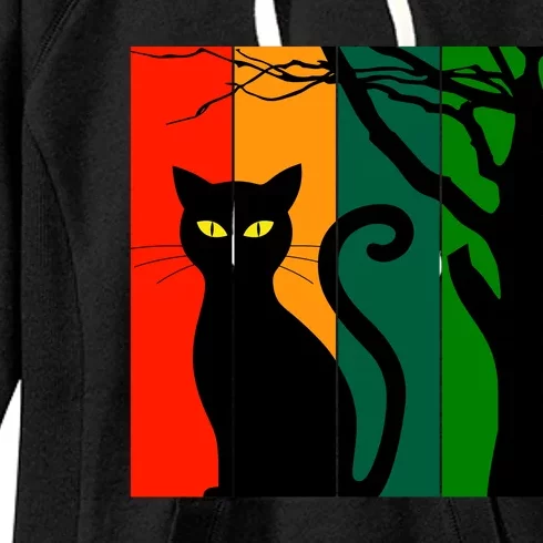 Retro Halloween Cat Women's Fleece Hoodie