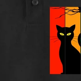 Retro Halloween Cat Dry Zone Grid Performance Polo