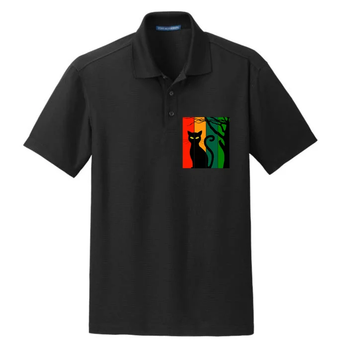 Retro Halloween Cat Dry Zone Grid Performance Polo