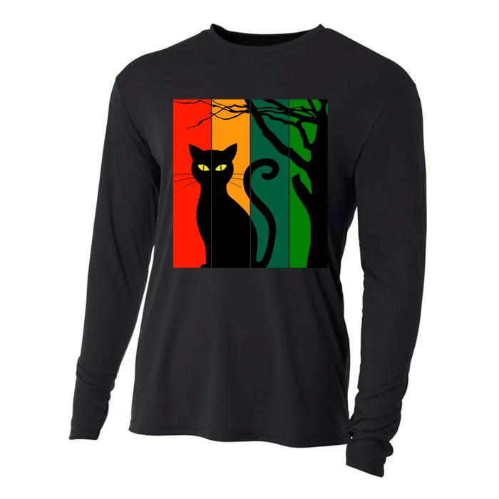 Retro Halloween Cat Cooling Performance Long Sleeve Crew