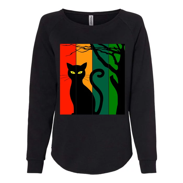 Retro Halloween Cat Womens California Wash Sweatshirt