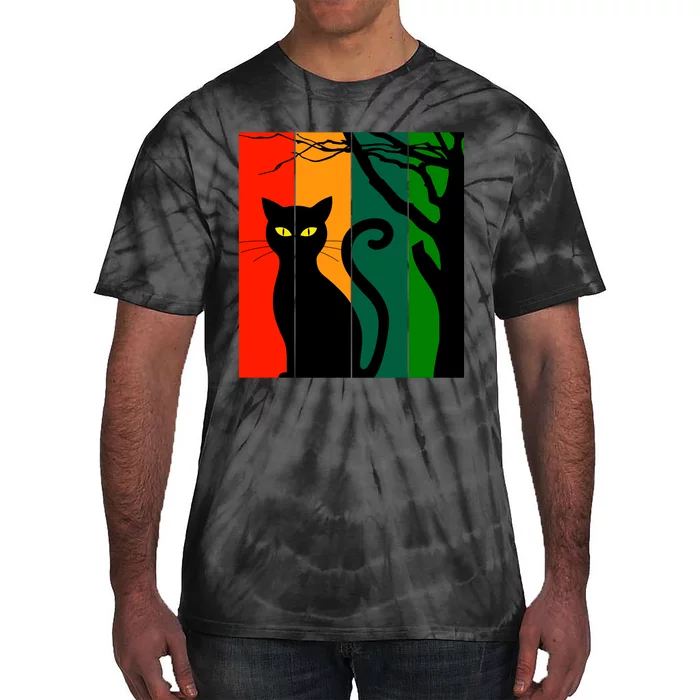 Retro Halloween Cat Tie-Dye T-Shirt