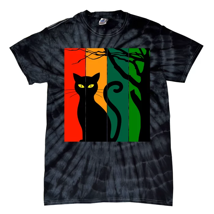 Retro Halloween Cat Tie-Dye T-Shirt