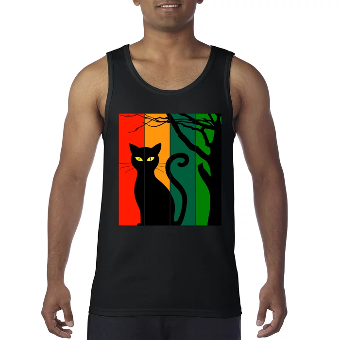 Retro Halloween Cat Tank Top