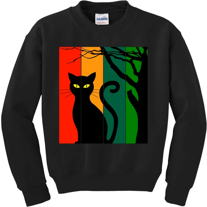 Retro Halloween Cat Kids Sweatshirt