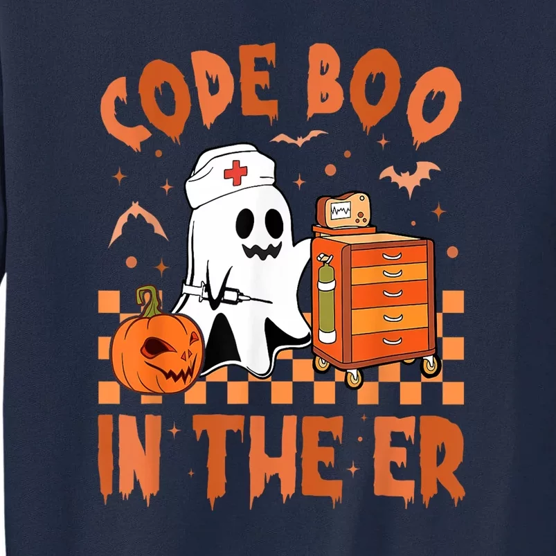 Retro Halloween Code Boo In The Er Icu Nurses Boojee Ghost Gift Tall Sweatshirt