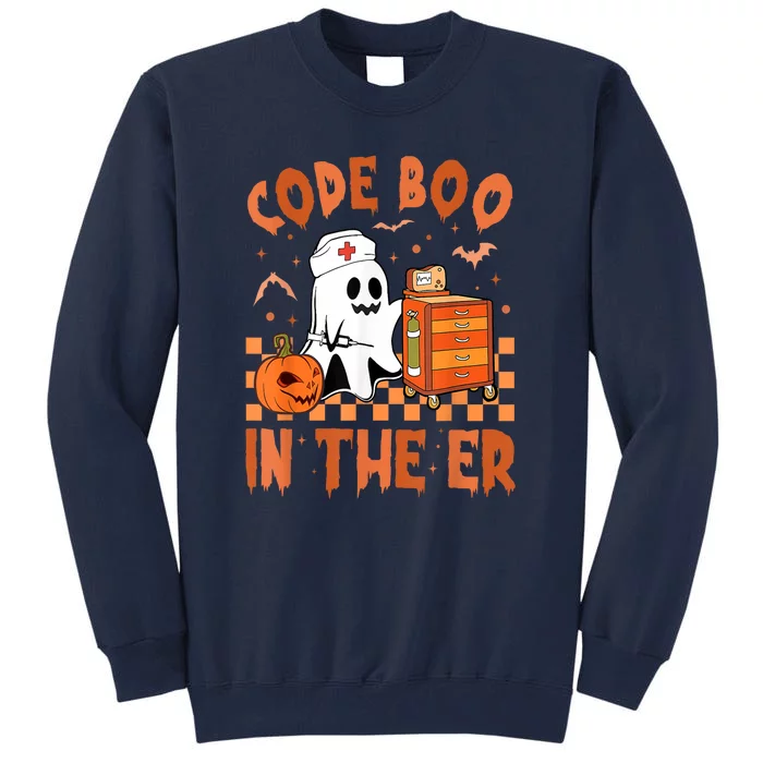 Retro Halloween Code Boo In The Er Icu Nurses Boojee Ghost Gift Tall Sweatshirt