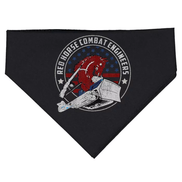 Red Horse Combat Engineer Us Military USA-Made Doggie Bandana