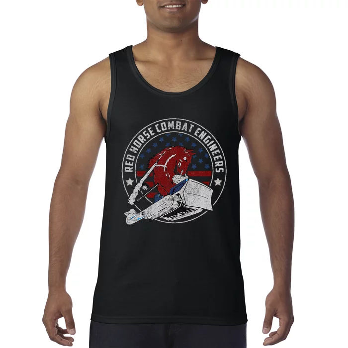 Red Horse Combat Engineer Us Military Tank Top