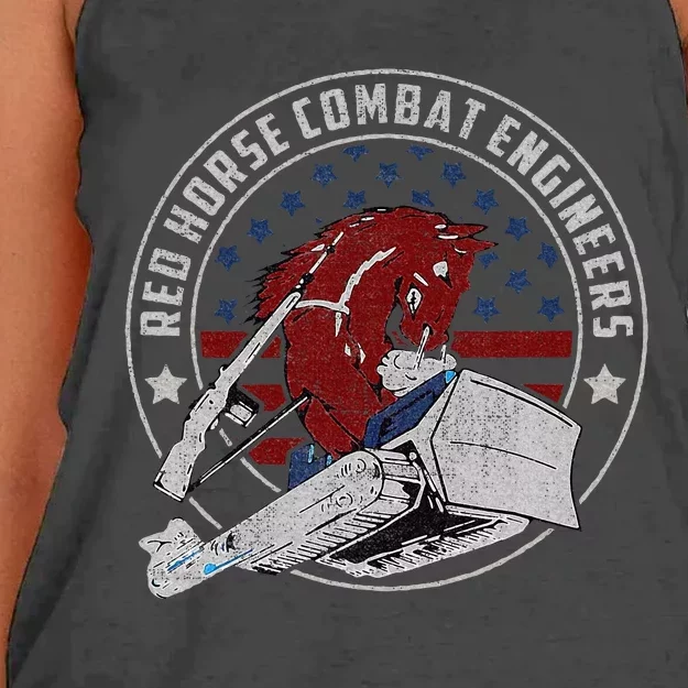 Red Horse Combat Engineer Us Military Women's Knotted Racerback Tank