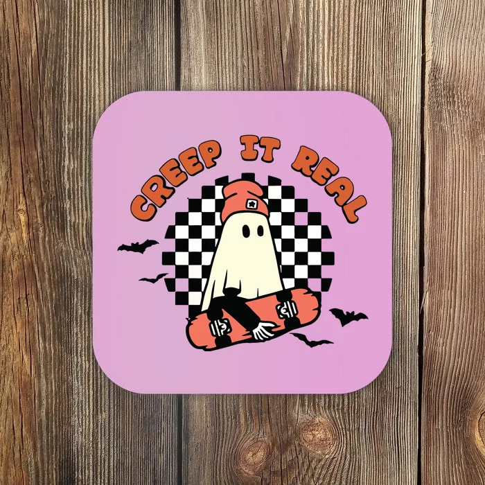 Retro Halloween Creep It Real Vintage Ghost Halloween Coaster