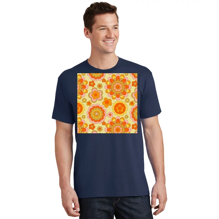 Retro Hippie Colorful Floral Pattern T-Shirt