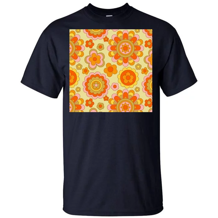 Retro Hippie Colorful Floral Pattern Tall T-Shirt