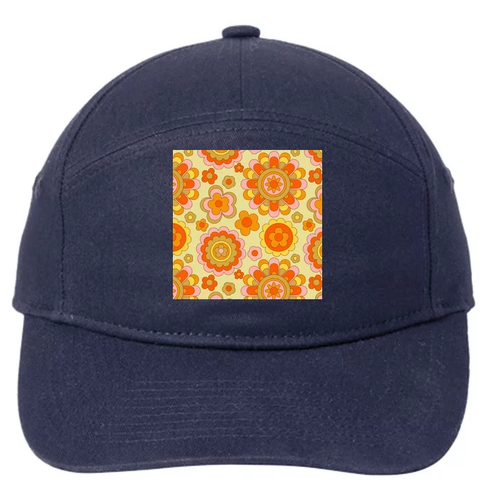 Retro Hippie Colorful Floral Pattern 7-Panel Snapback Hat