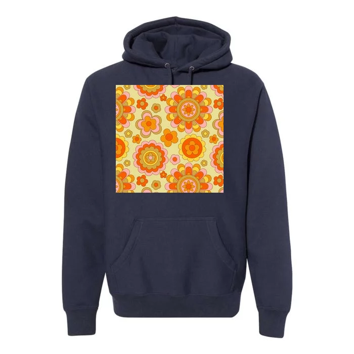 Retro Hippie Colorful Floral Pattern Premium Hoodie