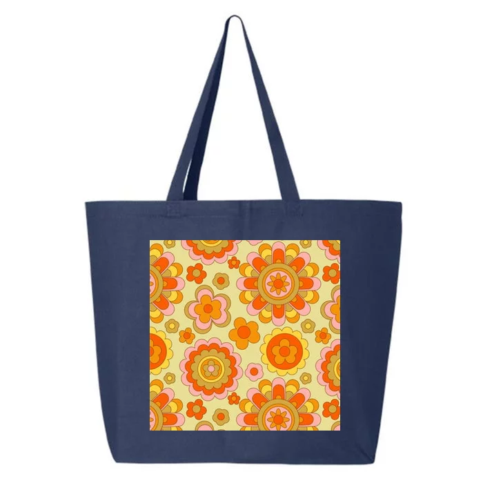 Retro Hippie Colorful Floral Pattern 25L Jumbo Tote