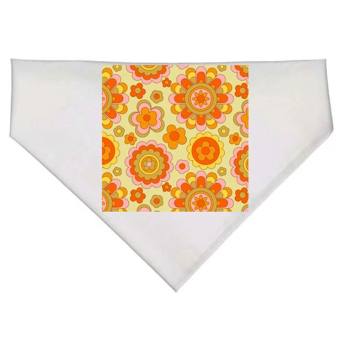 Retro Hippie Colorful Floral Pattern USA-Made Doggie Bandana