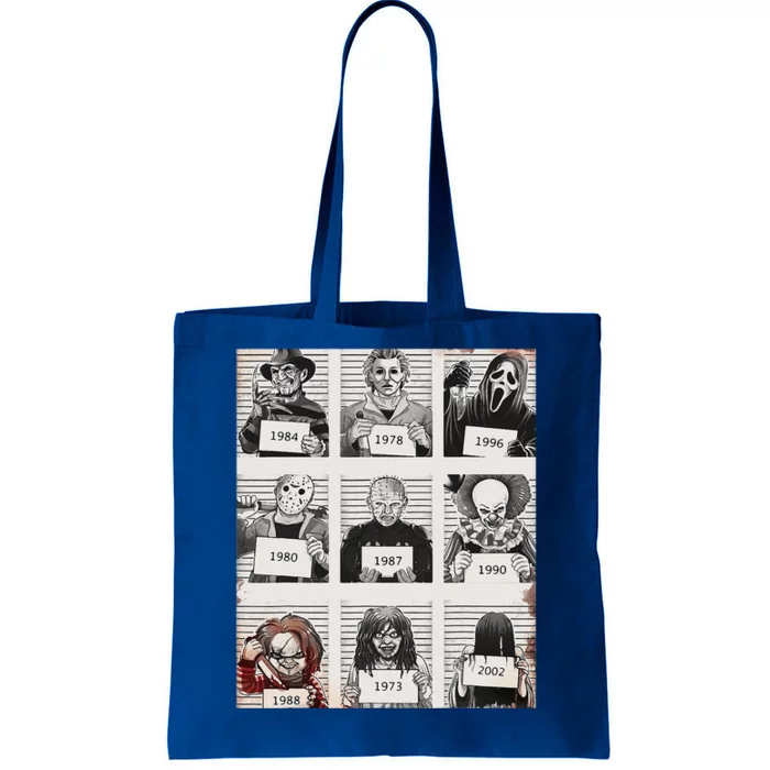 Retro Halloween Creepy Legends Killers Mugshots Horror Fan Tote Bag