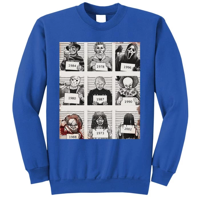 Retro Halloween Creepy Legends Killers Mugshots Horror Fan Tall Sweatshirt