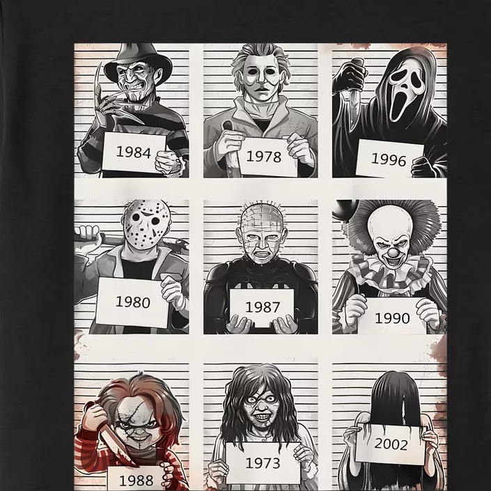 Retro Halloween Creepy Legends Killers Mugshots Horror Fan ChromaSoft Performance T-Shirt