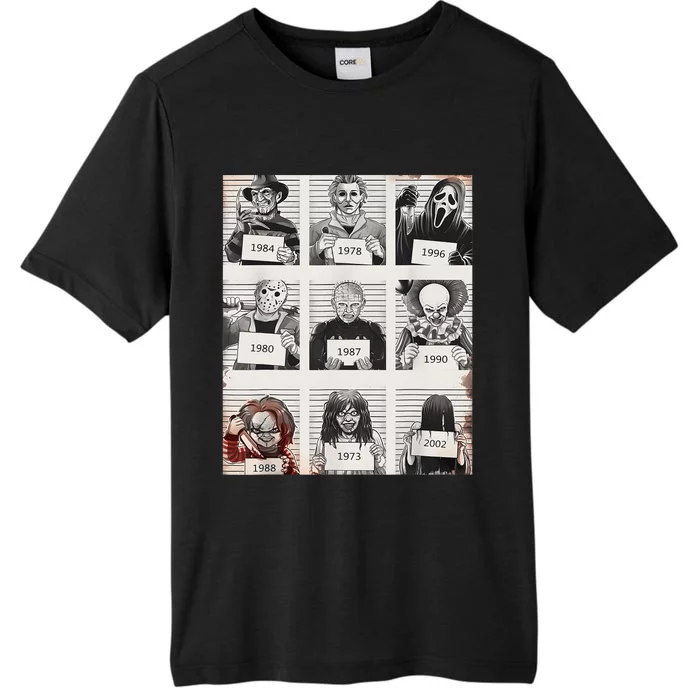 Retro Halloween Creepy Legends Killers Mugshots Horror Fan ChromaSoft Performance T-Shirt